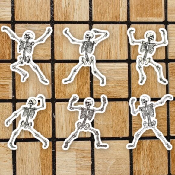 Dancing Skeleton Sticker Pack of 6 Vinyl Stickers Waterproof Sticker Set - Picture 1 of 4